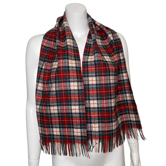 Vintage Pendleton Wool Plaid Scarf With Fringe Stewart Dress Tartan Made in USA - Picture 1 of 6